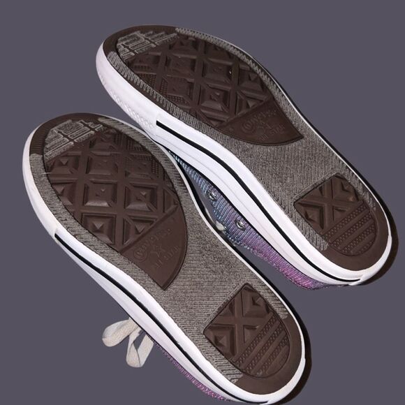 Little Kid Converse CTAS Space Star Ox Silver Glitter Sparkle SNEAKERS Size 13.5 - Picture 6 of 7